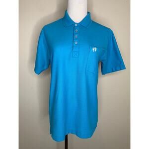Vintage 80s Hang Ten Turquoise Polo Shirt Front Pocket Sz Small